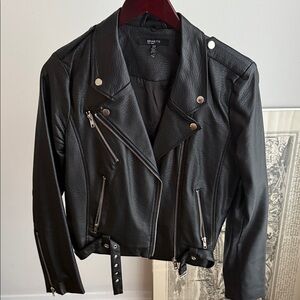 Brunette The Label Black Leather Moto Jacket